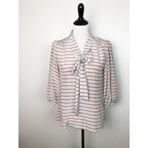Annie Griffin Silk Polka Dot Bow Blouse XS